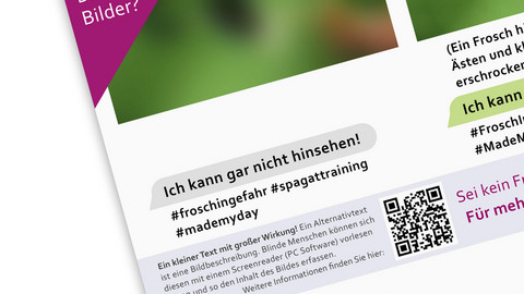 Wie sehen Blinde Bilder? Der Ausschnitt eines Plakates. In der Ecke steht "Wie sehen Blinde Bilder". Unten ist das Logo des KSL-MSi-NRW abgebildet.