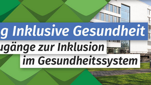 Grüne KSL Kacheln. Auf der Rechten Seite ein Bild der Hochschule für Gesundheit in Bochum. 